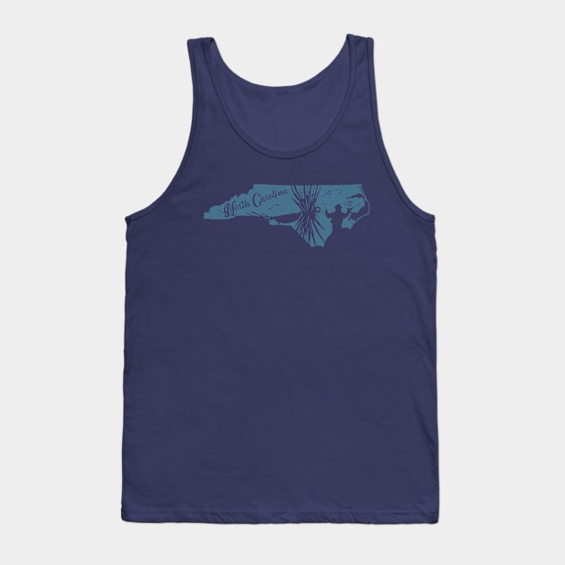 North Carolina Distressed Fly Fishing State Map Tank Top by TeeCreations